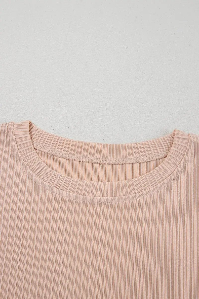 Jet Stream Textured Knit Round Neck Short Sleeve Top for Summer - Love Salve